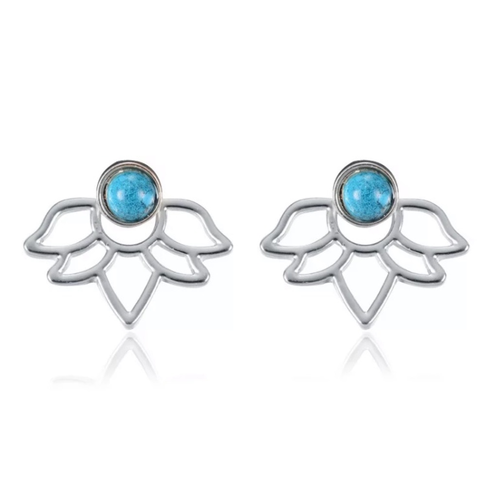 🆕 Lotus Leaf Earring Jacket Studs - Picture 7 of 7